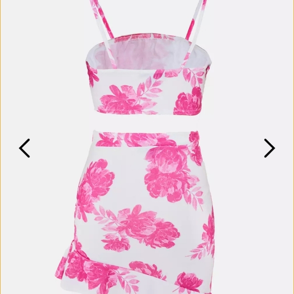 Missguided Pink Floral Skirt/Cami Top set - Picture 3 of 3